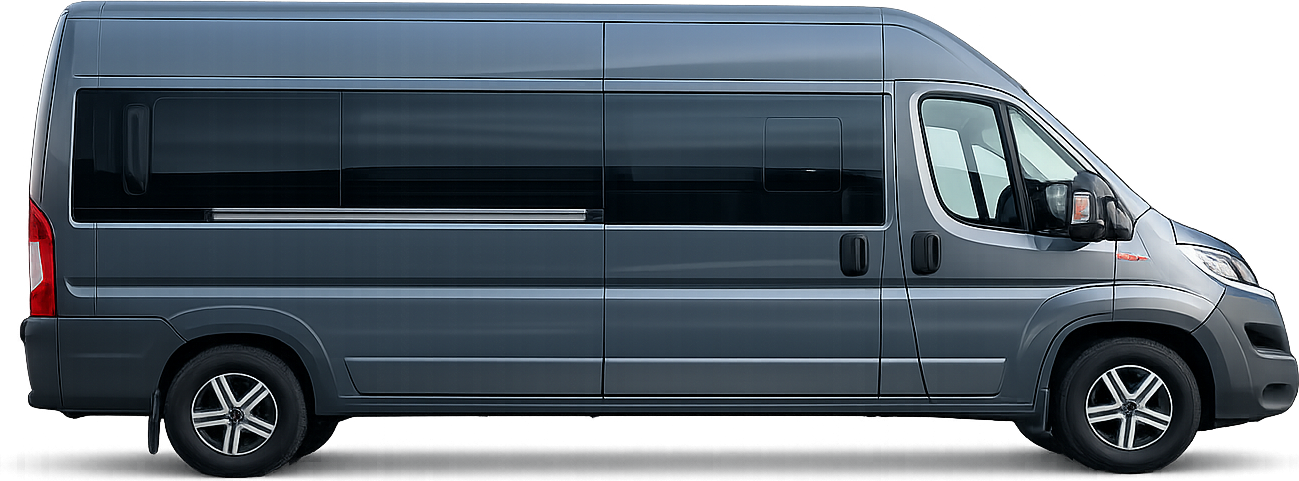 A magasított, hosszított Fiat Ducato kisbusz oldalról